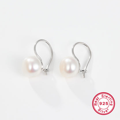 1 Pair Elegant Glam Geometric Plating Inlay Sterling Silver Freshwater Pearl Drop Earrings