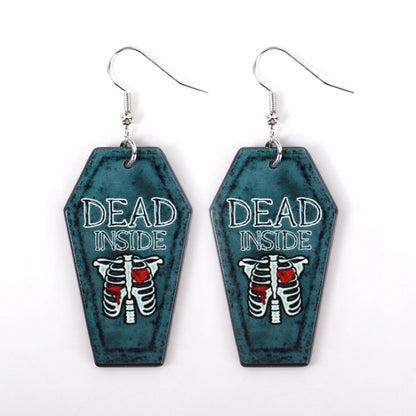 1 Pair Funny Skull Arylic Drop Earrings