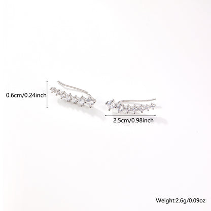 1 Pair Simple Style Rhombus Plating Inlay Sterling Silver Zircon White Gold Plated Ear Studs