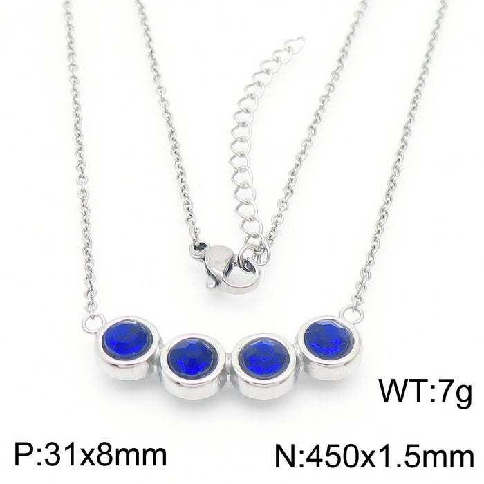 Simple Style Round Titanium Steel Plating Inlay Rhinestones Gold Plated Pendant Necklace