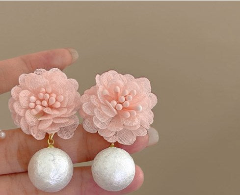 1 Pair Simple Style Flower Bow Knot Patchwork Alloy Drop Earrings