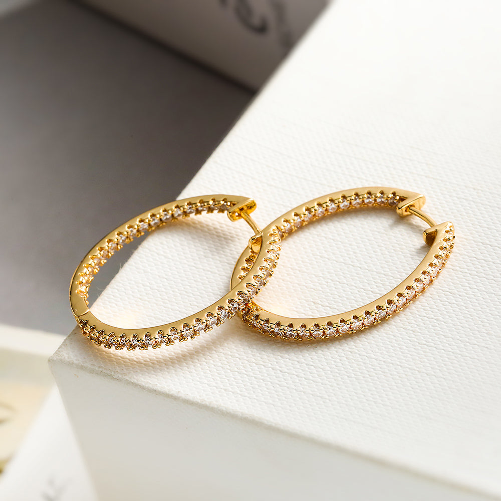 1 Pair Simple Style Commute Solid Color Plating Inlay Copper Zircon 18k Gold Plated Hoop Earrings