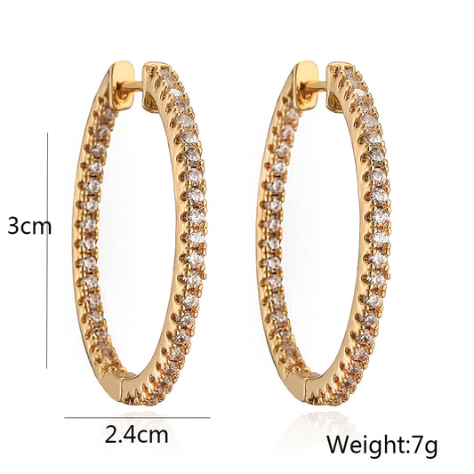 1 Pair Simple Style Commute Solid Color Plating Inlay Copper Zircon 18k Gold Plated Hoop Earrings