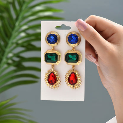 1 Pair Simple Style Water Droplets Rhinestone Inlay Rhinestones Women's Drop Earrings