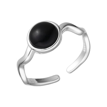 Modern Style Geometric Sterling Silver Plating Inlay Agate Open Rings