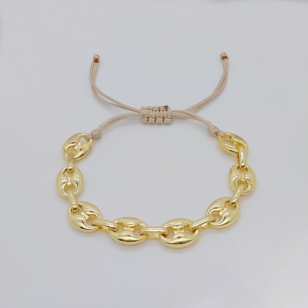 Basic Geometric 18k Gold Plated Soft Clay Copper Wholesale Bracelets