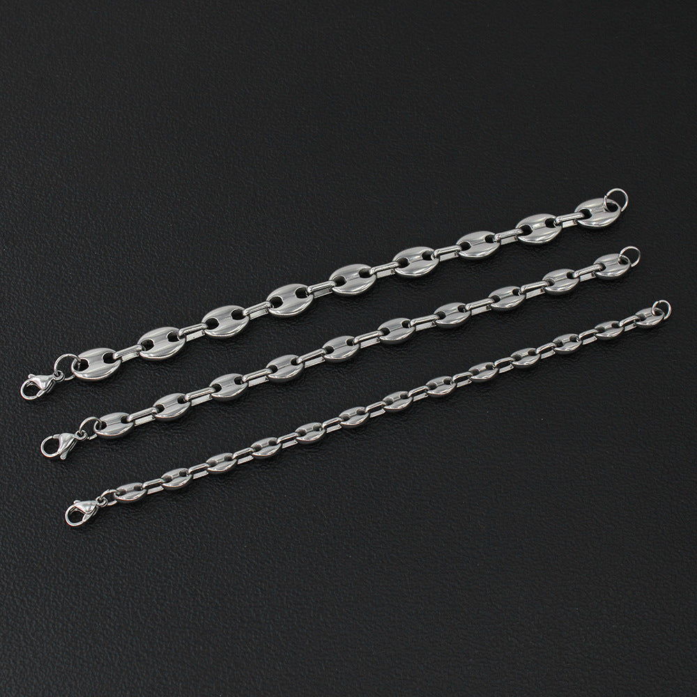 Retro Pig Nose Titanium Steel Plating Bracelets Necklace