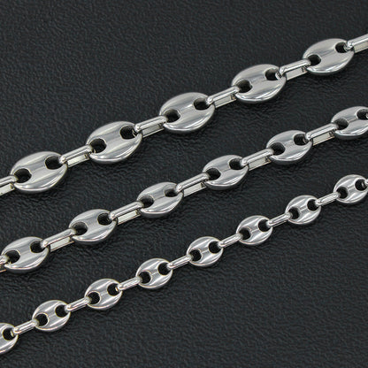 Retro Pig Nose Titanium Steel Plating Bracelets Necklace