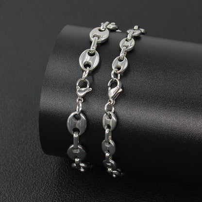 Retro Pig Nose Titanium Steel Plating Bracelets Necklace