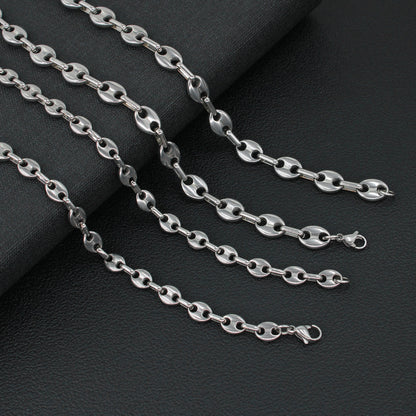 Retro Pig Nose Titanium Steel Plating Bracelets Necklace