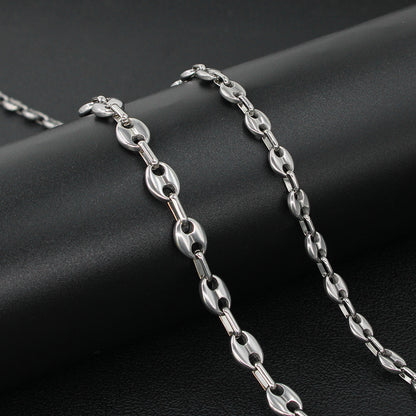 Retro Pig Nose Titanium Steel Plating Bracelets Necklace