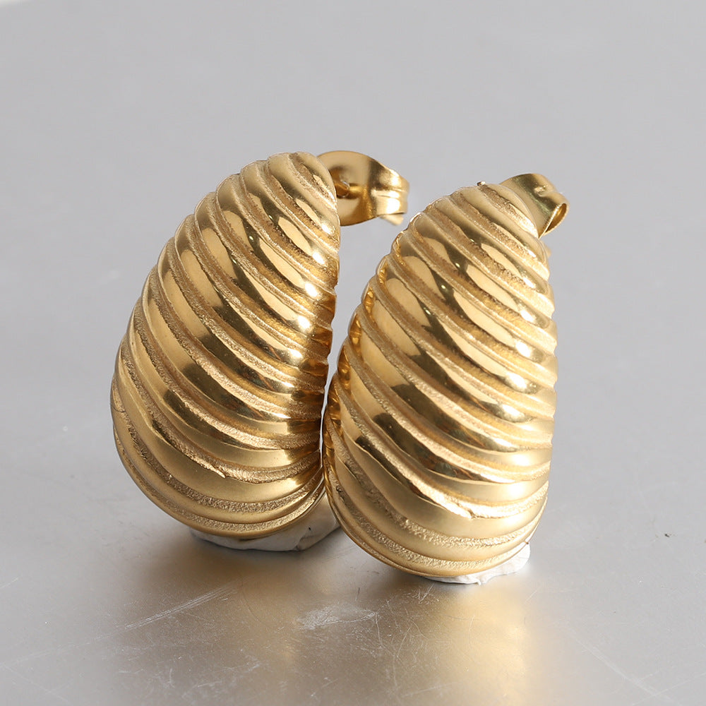 1 Pair Simple Style Stripe Water Droplets Plating Stainless Steel 18k Gold Plated Ear Studs