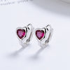 1 Pair Lady Sweet Heart Shape Plating Inlay Sterling Silver Zircon Hoop Earrings