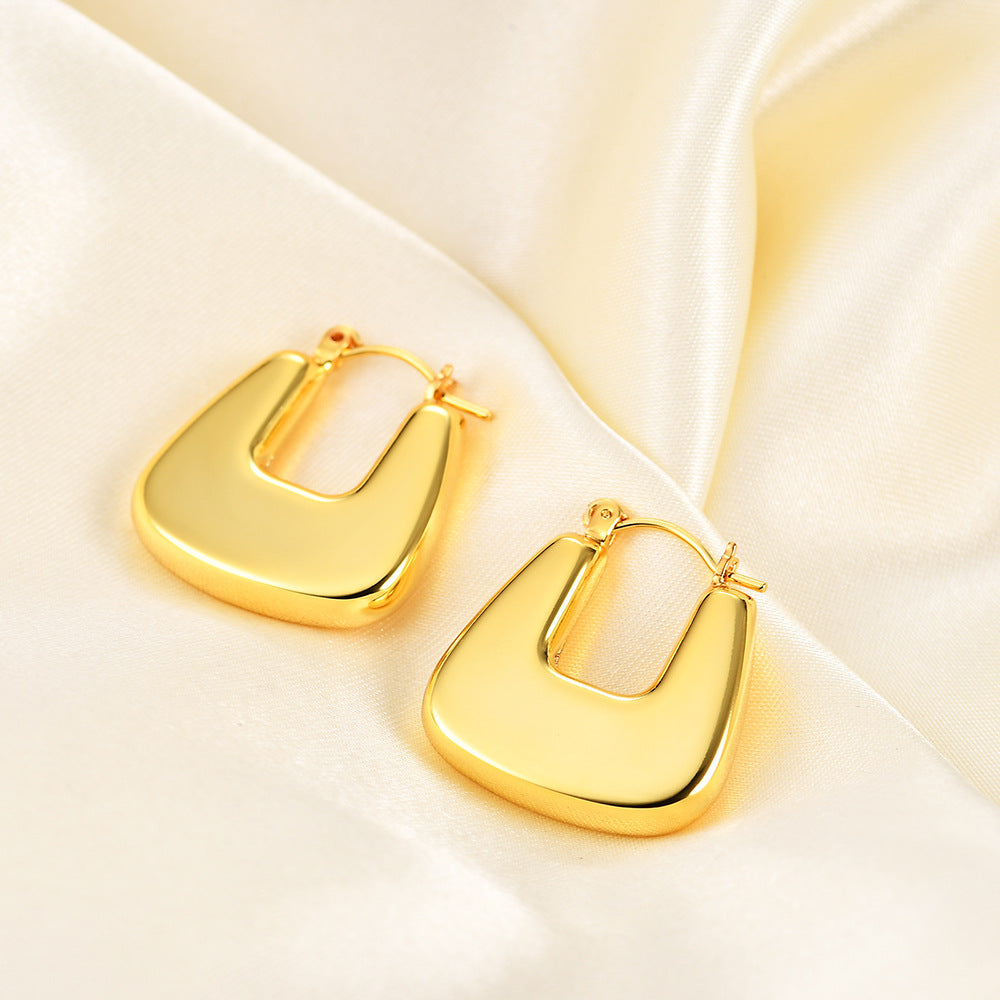 1 Pair Retro Simple Style U Shape Stripe Twist Plating Copper 18k Gold Plated Earrings