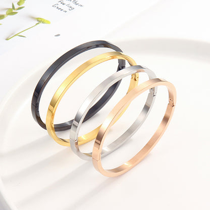 Simple Style Solid Color Titanium Steel Bangle In Bulk