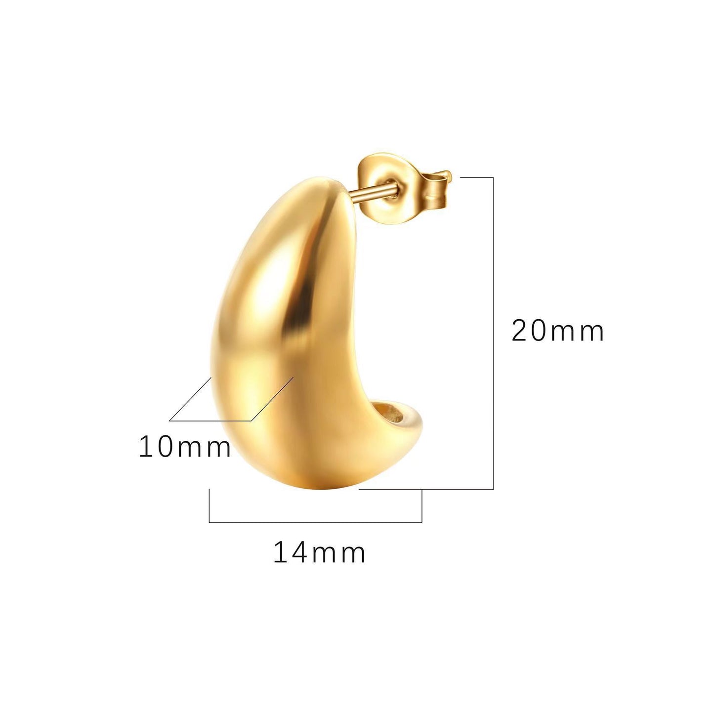 1 Pair Elegant Simple Style Semicircle Plating Stainless Steel 18k Gold Plated Ear Studs