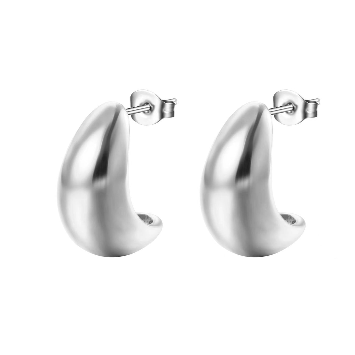 1 Pair Elegant Simple Style Semicircle Plating Stainless Steel 18k Gold Plated Ear Studs