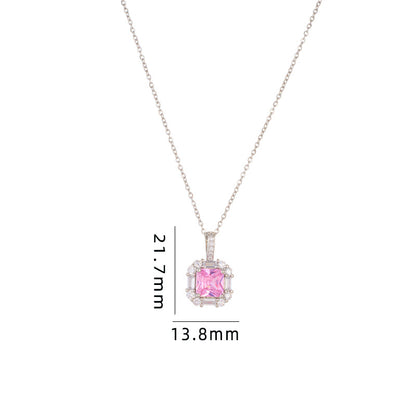 Simple Style Cartoon Character Heart Shape Bow Knot Copper Inlay Zircon Pendant Necklace