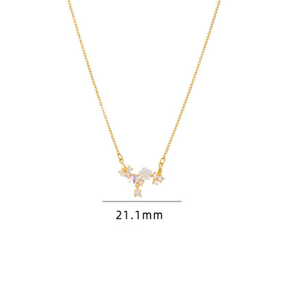 Simple Style Cartoon Character Heart Shape Bow Knot Copper Inlay Zircon Pendant Necklace