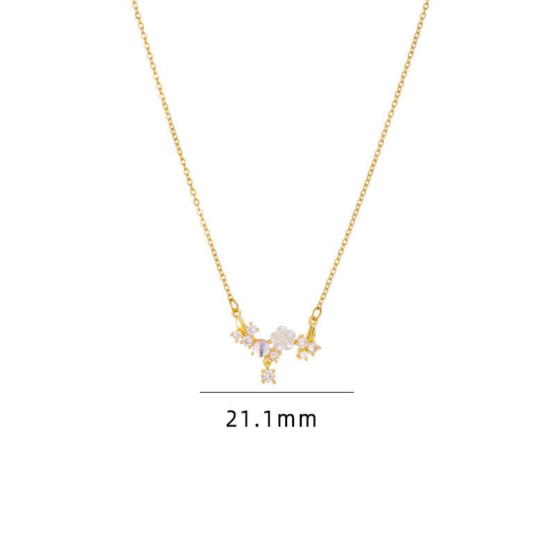 Simple Style Cartoon Character Heart Shape Bow Knot Copper Inlay Zircon Pendant Necklace