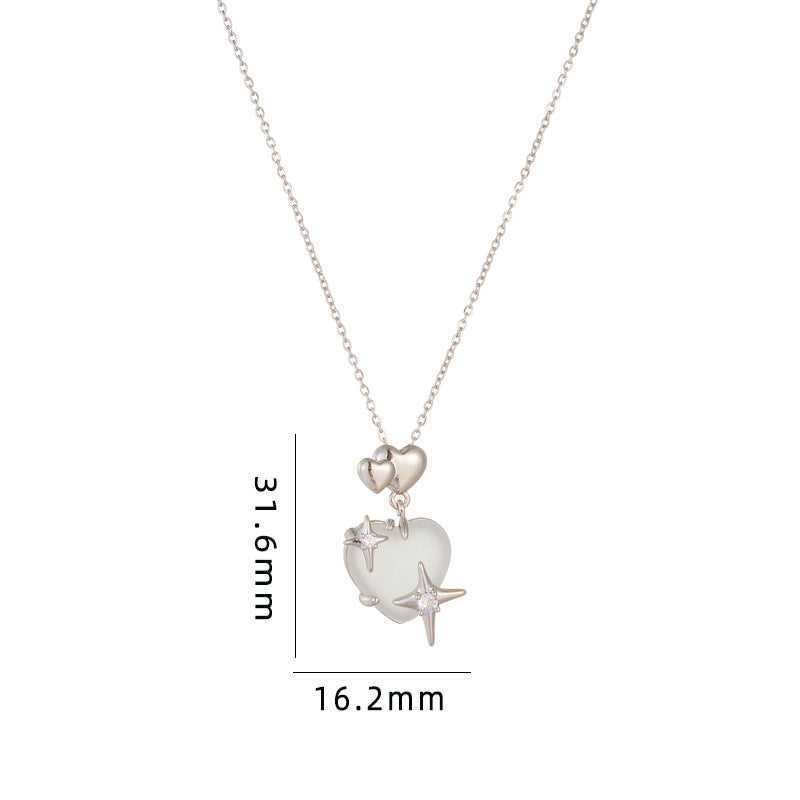 Simple Style Cartoon Character Heart Shape Bow Knot Copper Inlay Zircon Pendant Necklace