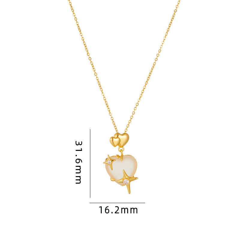 Simple Style Cartoon Character Heart Shape Bow Knot Copper Inlay Zircon Pendant Necklace