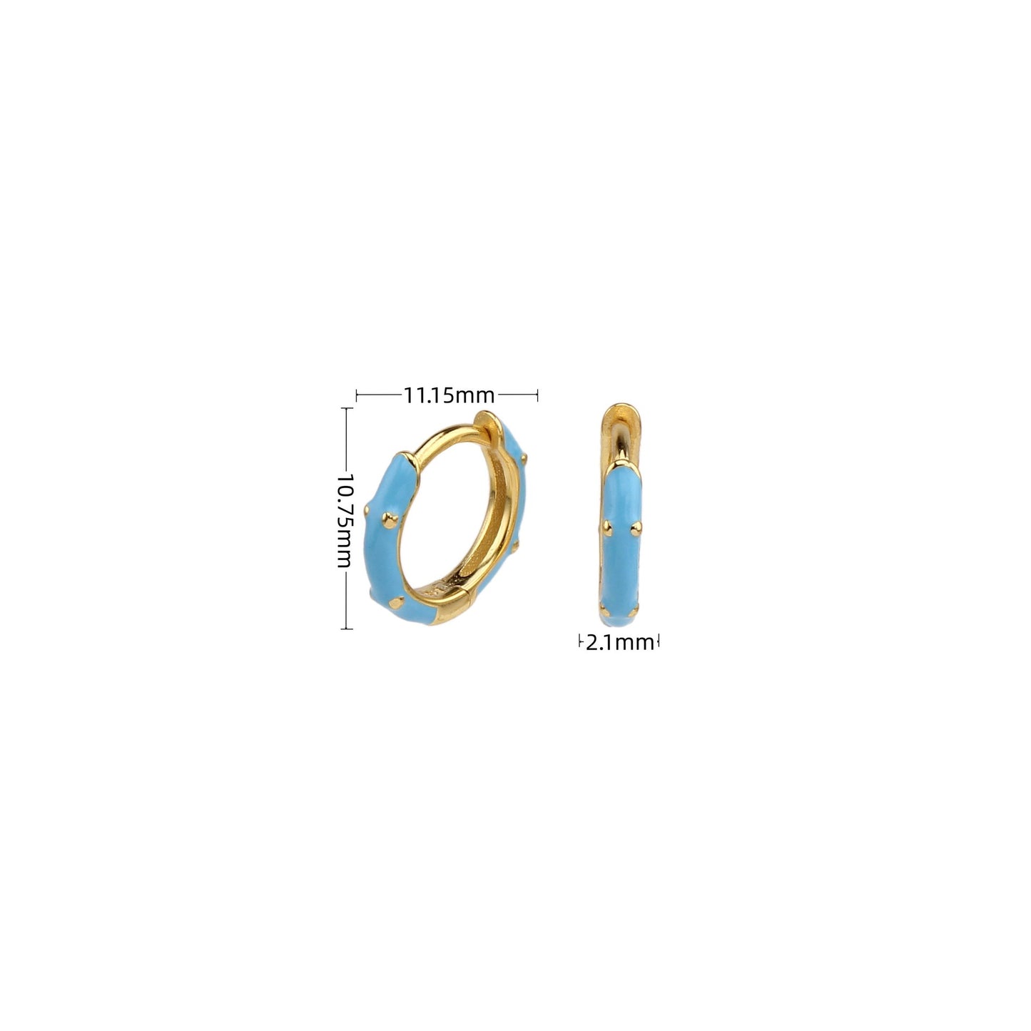 1 Pair Simple Style Round Enamel Plating Sterling Silver White Gold Plated Gold Plated Earrings