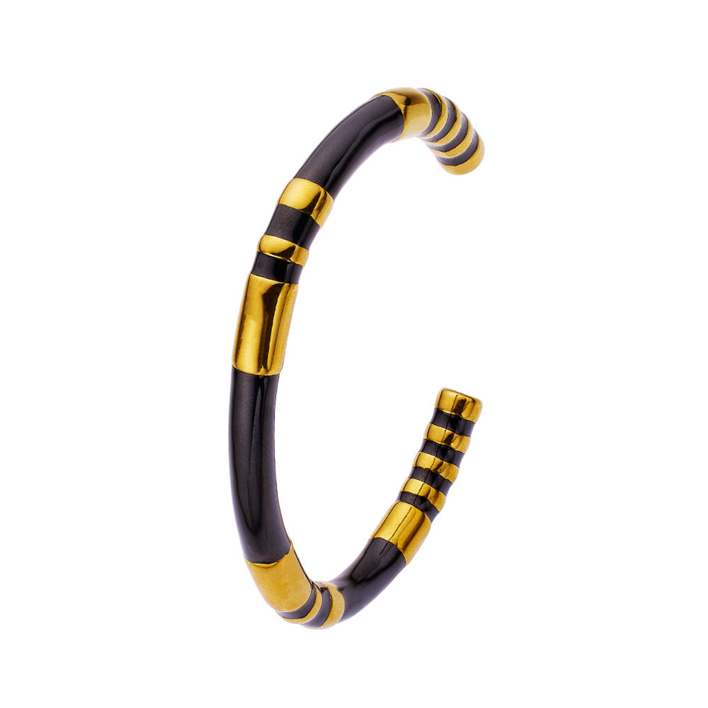 Wholesale Retro Color Block Titanium Steel Plating Bangle