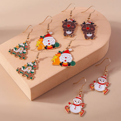 1 Set 1 Pair Casual Streetwear Christmas Tree Santa Claus Zinc Alloy Drop Earrings