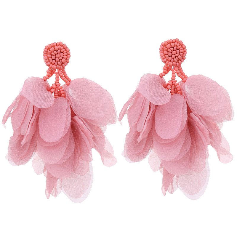 1 Pair Bohemian Flower Cloth Drop Earrings