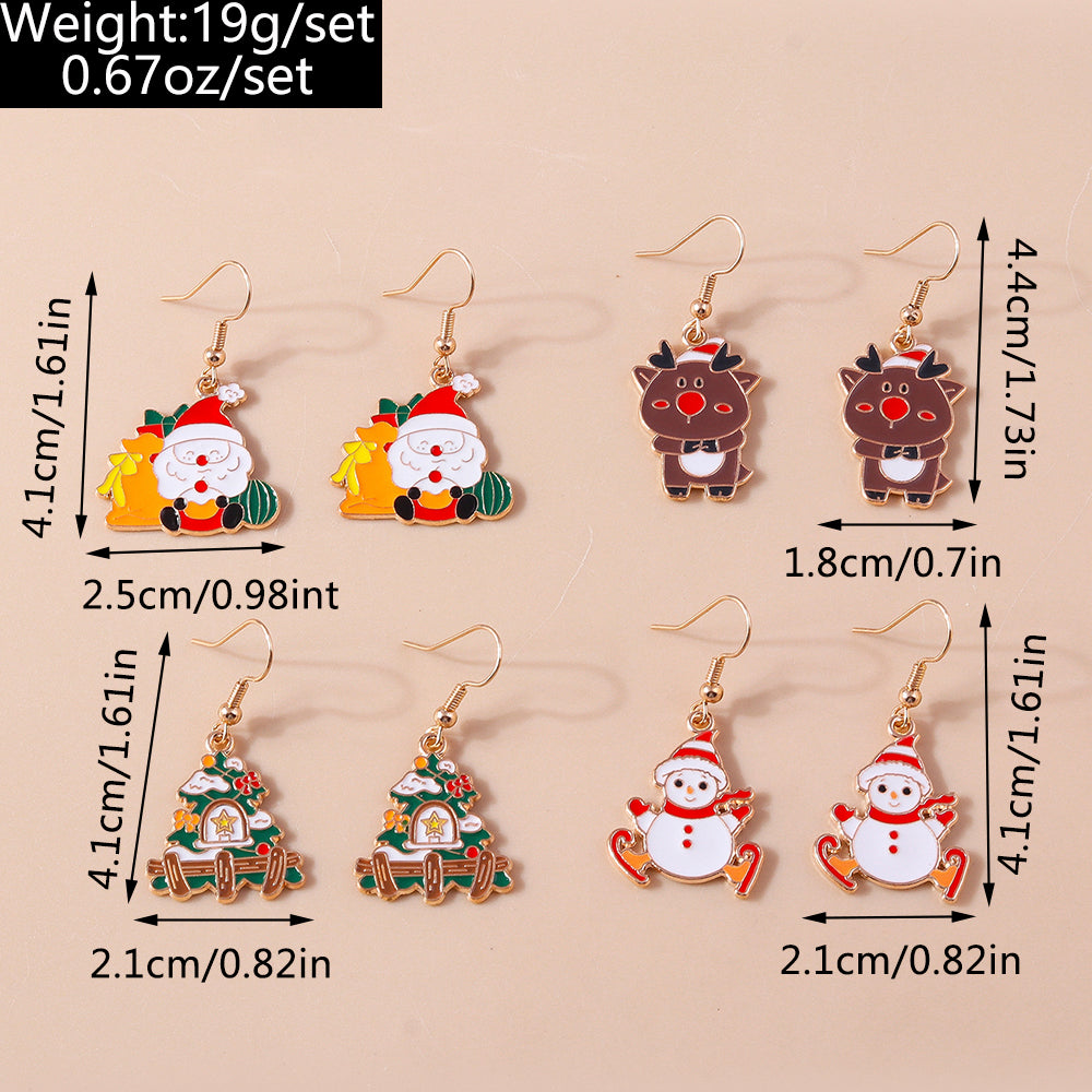 1 Set 1 Pair Casual Streetwear Christmas Tree Santa Claus Zinc Alloy Drop Earrings