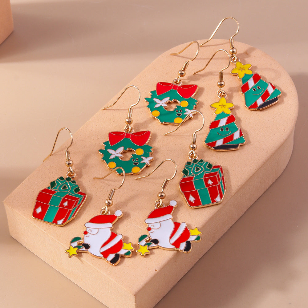 1 Set 1 Pair Casual Streetwear Christmas Tree Santa Claus Zinc Alloy Drop Earrings