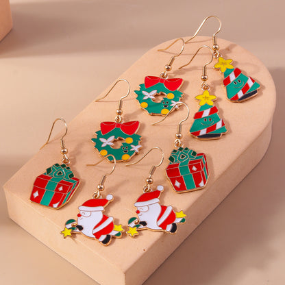 1 Set 1 Pair Casual Streetwear Christmas Tree Santa Claus Zinc Alloy Drop Earrings