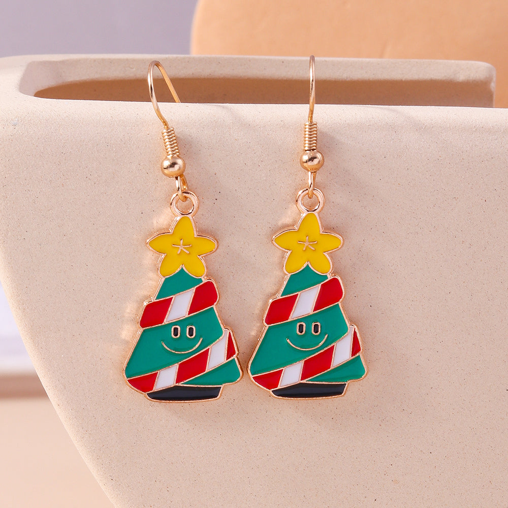 1 Set 1 Pair Casual Streetwear Christmas Tree Santa Claus Zinc Alloy Drop Earrings