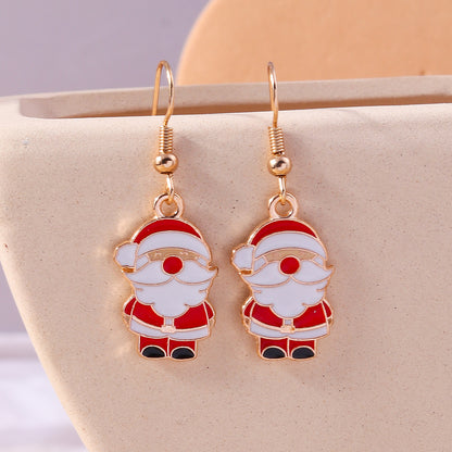 1 Set 1 Pair Casual Streetwear Christmas Tree Santa Claus Zinc Alloy Drop Earrings