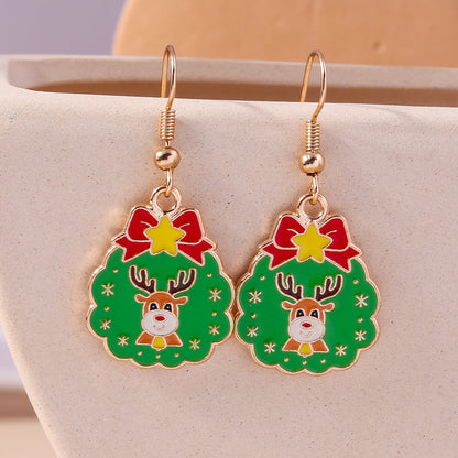 1 Set 1 Pair Casual Streetwear Christmas Tree Santa Claus Zinc Alloy Drop Earrings