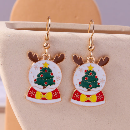 1 Set 1 Pair Casual Streetwear Christmas Tree Santa Claus Zinc Alloy Drop Earrings