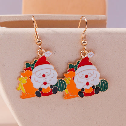 1 Set 1 Pair Casual Streetwear Christmas Tree Santa Claus Zinc Alloy Drop Earrings