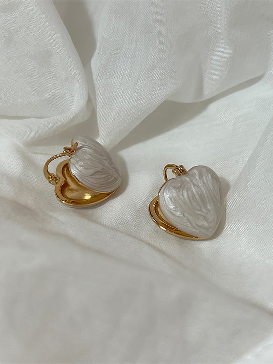 1 Pair Fairy Style Cute Heart Shape Enamel Plating Alloy Gold Plated Ear Studs