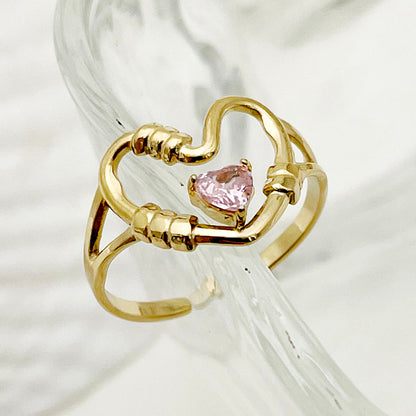 Simple Style Roman Style Heart Shape Stainless Steel Plating Inlay Zircon Gold Plated Open Rings