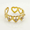 Cute Simple Style Heart Shape Stainless Steel Plating Inlay Zircon Gold Plated Rings