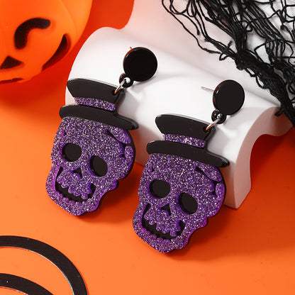 1 Pair Funny Skull Arylic Drop Earrings