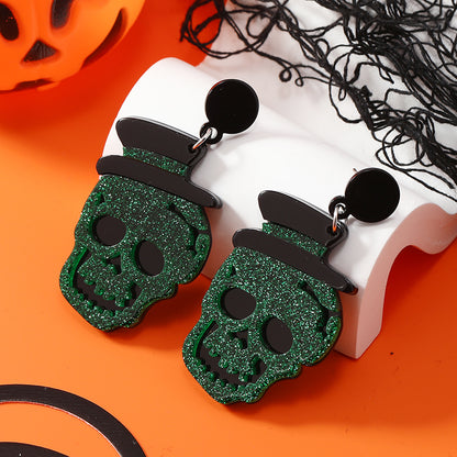 1 Pair Funny Skull Arylic Drop Earrings