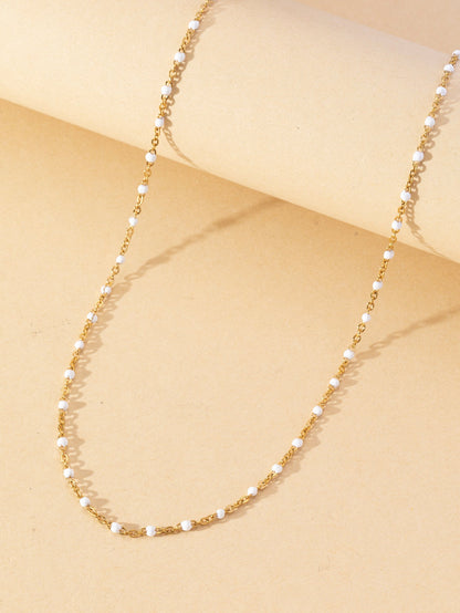 Shiny Solid Color Stainless Steel Chain Necklace