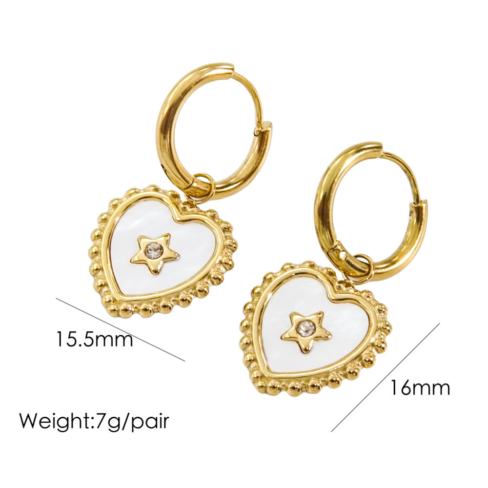 1 Pair Modern Style Star Eye Plating Inlay Stainless Steel Zircon 14k Gold Plated Earrings