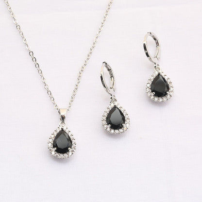 Casual Simple Style Korean Style Round Water Droplets Copper Inlay Zircon Earrings Necklace