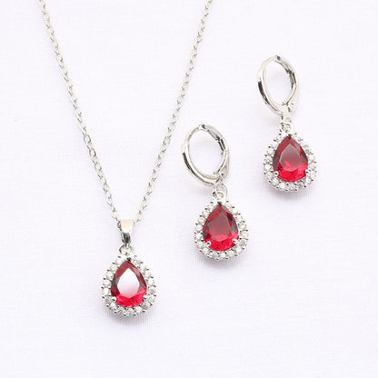 Casual Simple Style Korean Style Round Water Droplets Copper Inlay Zircon Earrings Necklace