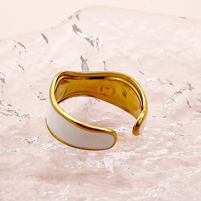 Simple Style Irregular Stainless Steel Enamel Plating Gold Plated Rings