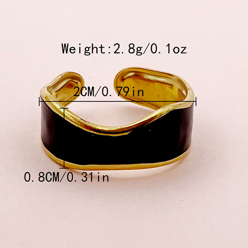 Simple Style Irregular Stainless Steel Enamel Plating Gold Plated Rings