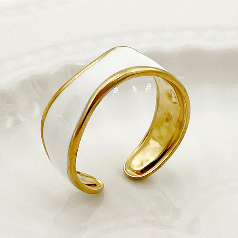 Simple Style Irregular Stainless Steel Enamel Plating Gold Plated Rings